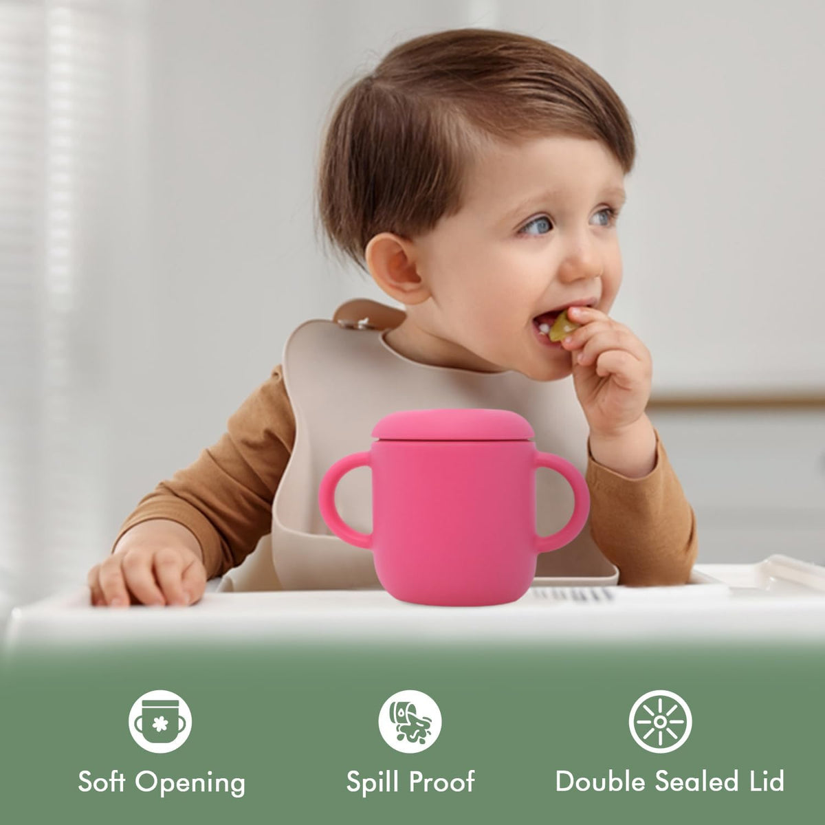 Teo 3-in-1 Baby Sippy & Snack Cup – Spill-Proof Silicone Toddler Cup with Straw & Snack Lid – BPA-Free, Leak-Proof, Dishwasher & Microwave Safe – Easy Grip Training Cup for Babies & Kids - Blue
