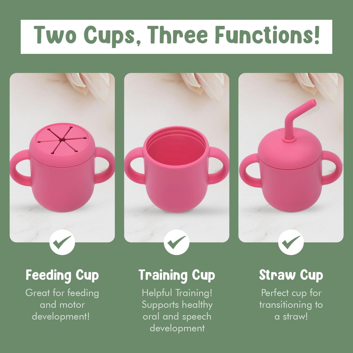 Teo 3-in-1 Baby Sippy & Snack Cup – Spill-Proof Silicone Toddler Cup with Straw & Snack Lid – BPA-Free, Leak-Proof, Dishwasher & Microwave Safe – Easy Grip Training Cup for Babies & Kids - Blue