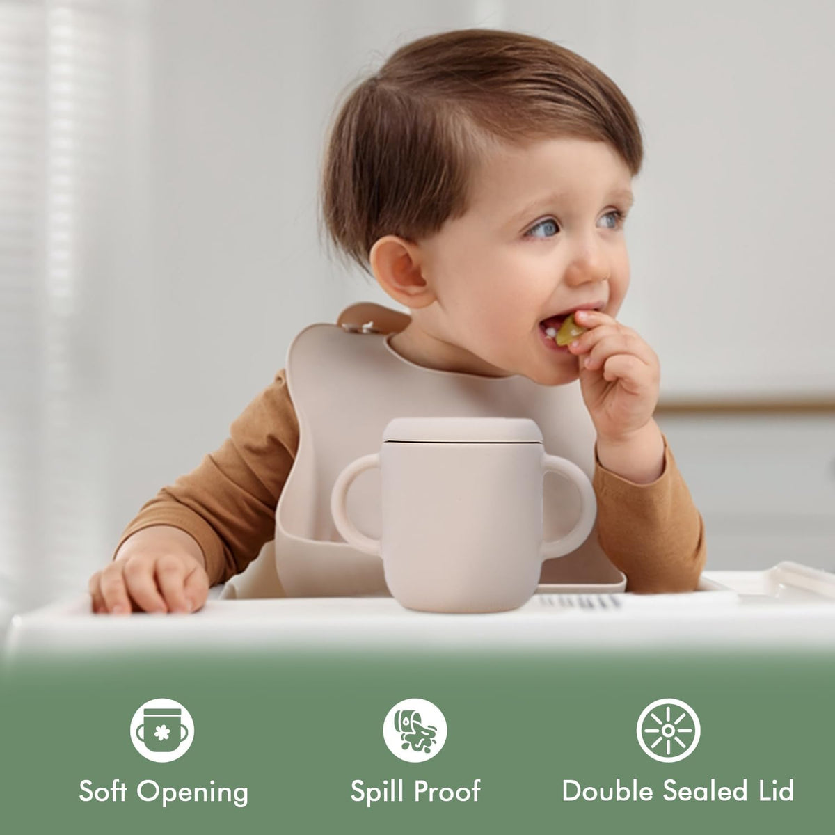 Teo 3-in-1 Baby Sippy & Snack Cup – Spill-Proof Silicone Toddler Cup with Straw & Snack Lid – BPA-Free, Leak-Proof, Dishwasher & Microwave Safe – Easy Grip Training Cup for Babies & Kids - Blue