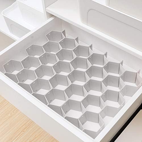 Drawer Divider Organizer Adjustable DIY Grid Honeycomb Drawer Divider for Underwear Belt Scarf Socks White