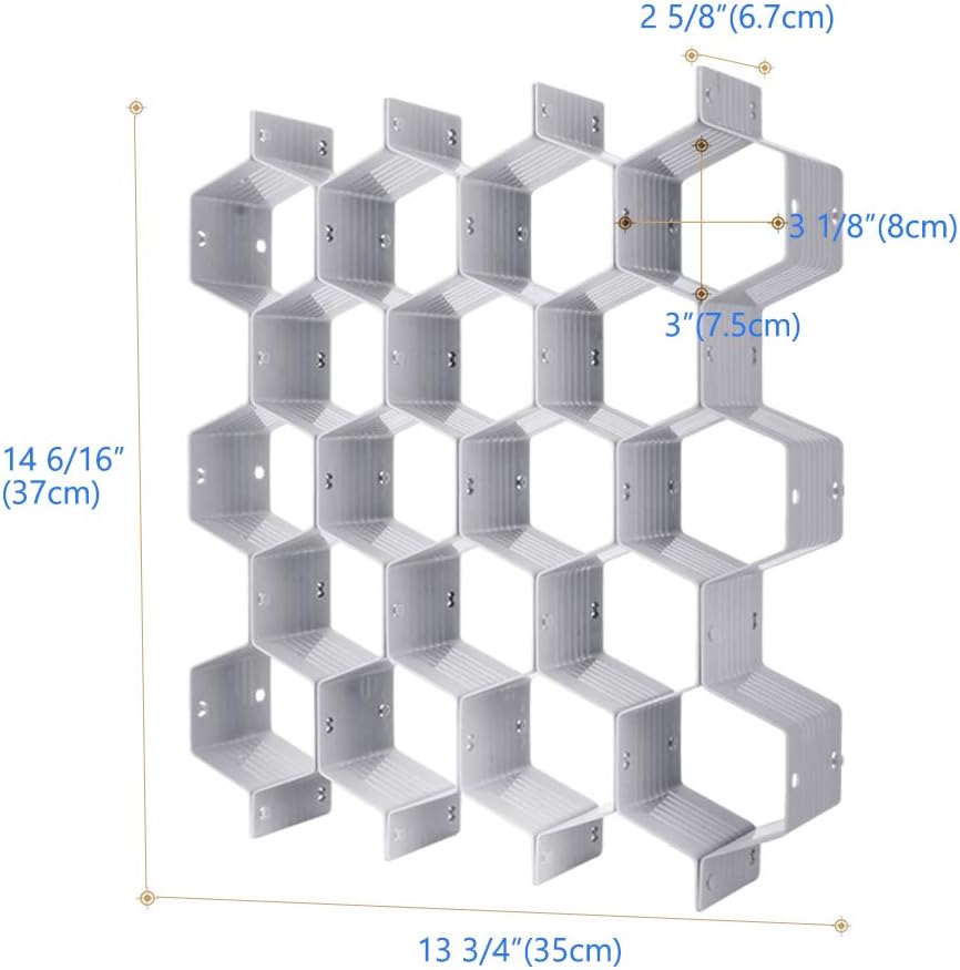 Drawer Divider Organizer Adjustable DIY Grid Honeycomb Drawer Divider for Underwear Belt Scarf Socks White