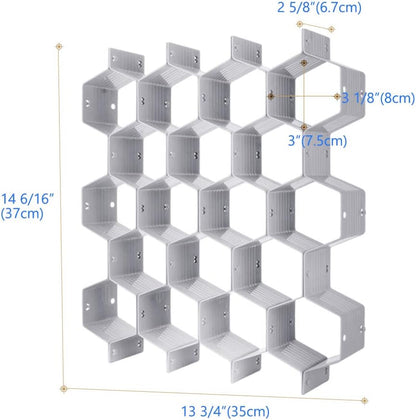 Drawer Divider Organizer Adjustable DIY Grid Honeycomb Drawer Divider for Underwear Belt Scarf Socks White