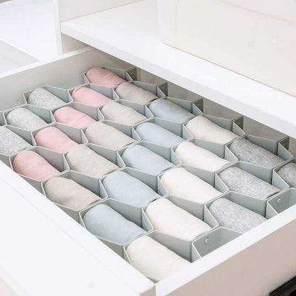 Drawer Divider Organizer Adjustable DIY Grid Honeycomb Drawer Divider for Underwear Belt Scarf Socks White