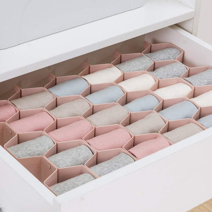 Drawer Divider Organizer Adjustable DIY Grid Honeycomb Drawer Divider for Underwear Belt Scarf Socks White