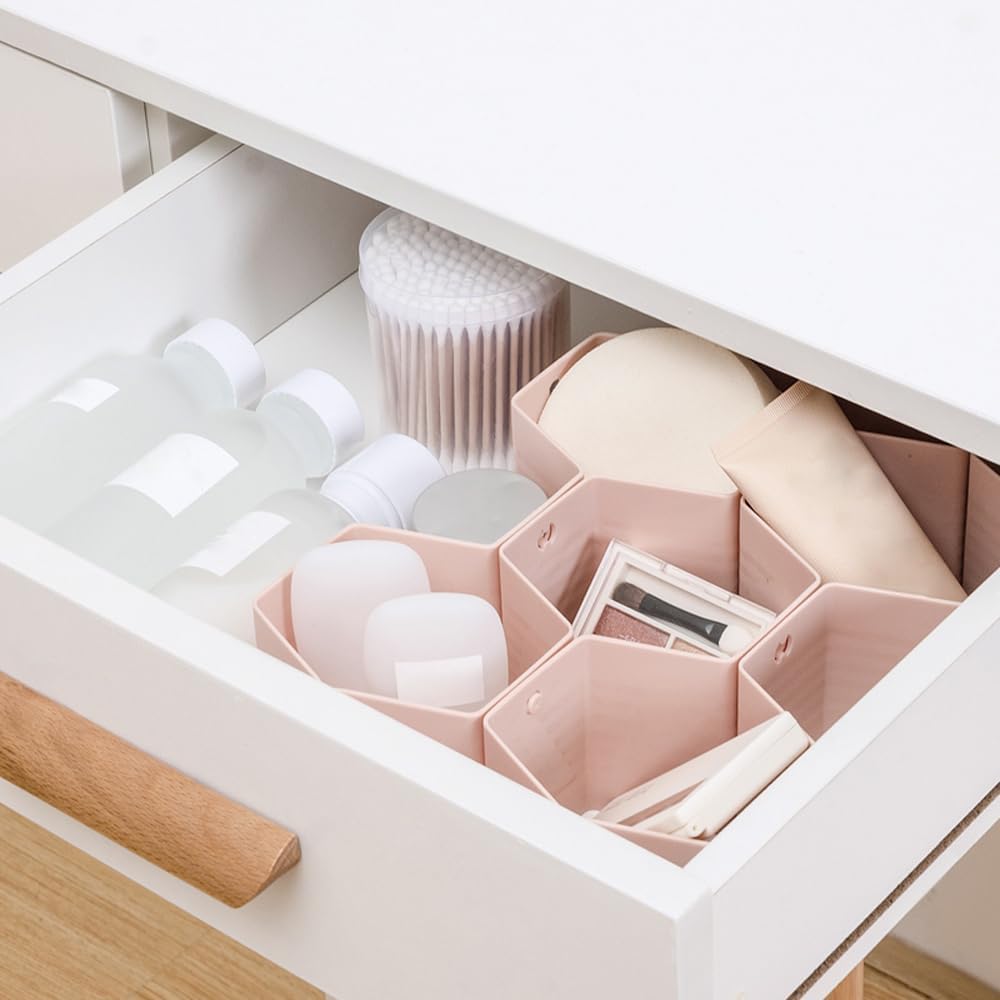 Drawer Divider Organizer Adjustable DIY Grid Honeycomb Drawer Divider for Underwear Belt Scarf Socks White