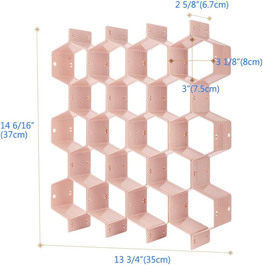 Drawer Divider Organizer Adjustable DIY Grid Honeycomb Drawer Divider for Underwear Belt Scarf Socks White