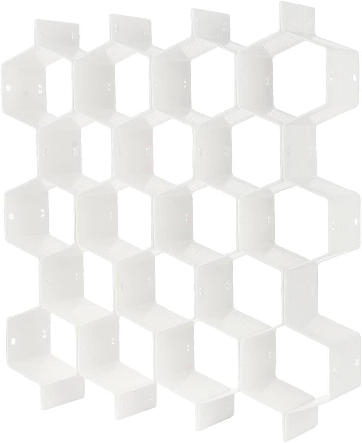 Drawer Divider Organizer Adjustable DIY Grid Honeycomb Drawer Divider for Underwear Belt Scarf Socks White