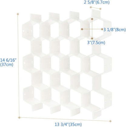 Drawer Divider Organizer Adjustable DIY Grid Honeycomb Drawer Divider for Underwear Belt Scarf Socks White