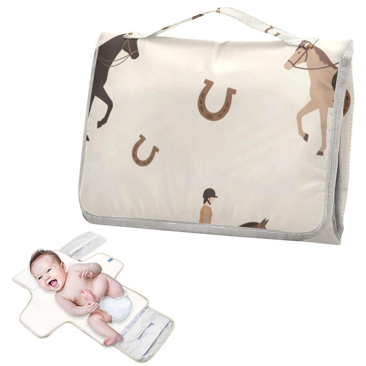 Horse Horseshoes Print Portable Diaper Changing Pad for Camping