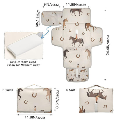 Horse Horseshoes Print Portable Diaper Changing Pad for Camping