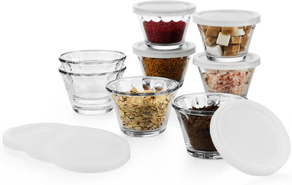 Small Glass Bowls with Lids Set of 8, Food Storage Prep Containers