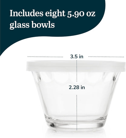 Small Glass Bowls with Lids Set of 8, Food Storage Prep Containers