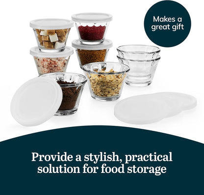 Small Glass Bowls with Lids Set of 8, Food Storage Prep Containers