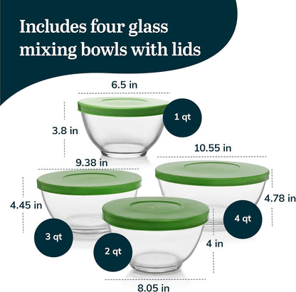 Small Glass Bowls with Lids Set of 8, Food Storage Prep Containers