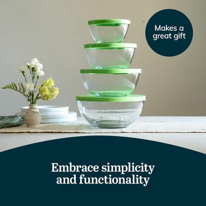 Small Glass Bowls with Lids Set of 8, Food Storage Prep Containers