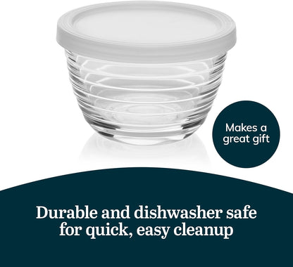 Small Glass Bowls with Lids Set of 8, Food Storage Prep Containers