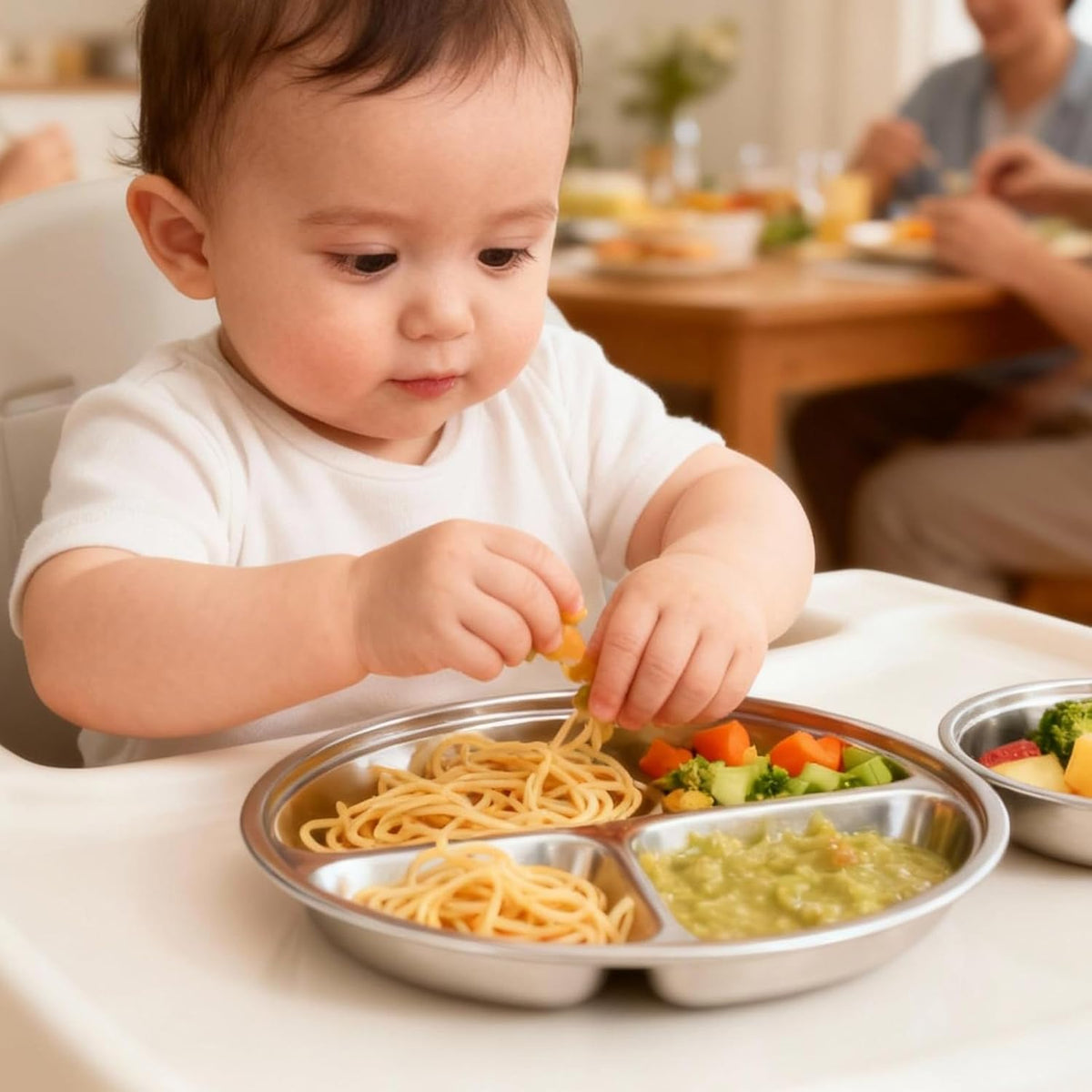 8PCS Baby Feeding Set & 3 Pack Stainless Steel Divided Plates