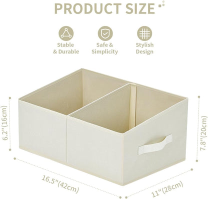 Large Closet Shelf Organizer Bins 6 Packs with Handles and Divider, Fabric Trapezoid Storage Baskets, Foldable Clothes Containers Box for Shelf, Towel, Book, Toy, Purse, Hats, Grey