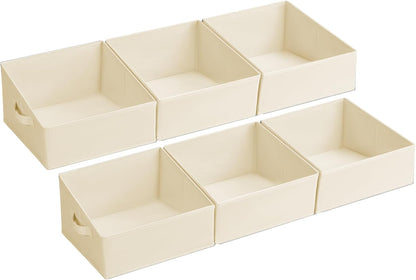 Large Closet Shelf Organizer Bins 6 Packs with Handles and Divider, Fabric Trapezoid Storage Baskets, Foldable Clothes Containers Box for Shelf, Towel, Book, Toy, Purse, Hats, Grey