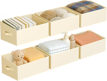 Large Closet Shelf Organizer Bins 6 Packs with Handles and Divider, Fabric Trapezoid Storage Baskets, Foldable Clothes Containers Box for Shelf, Towel, Book, Toy, Purse, Hats, Grey