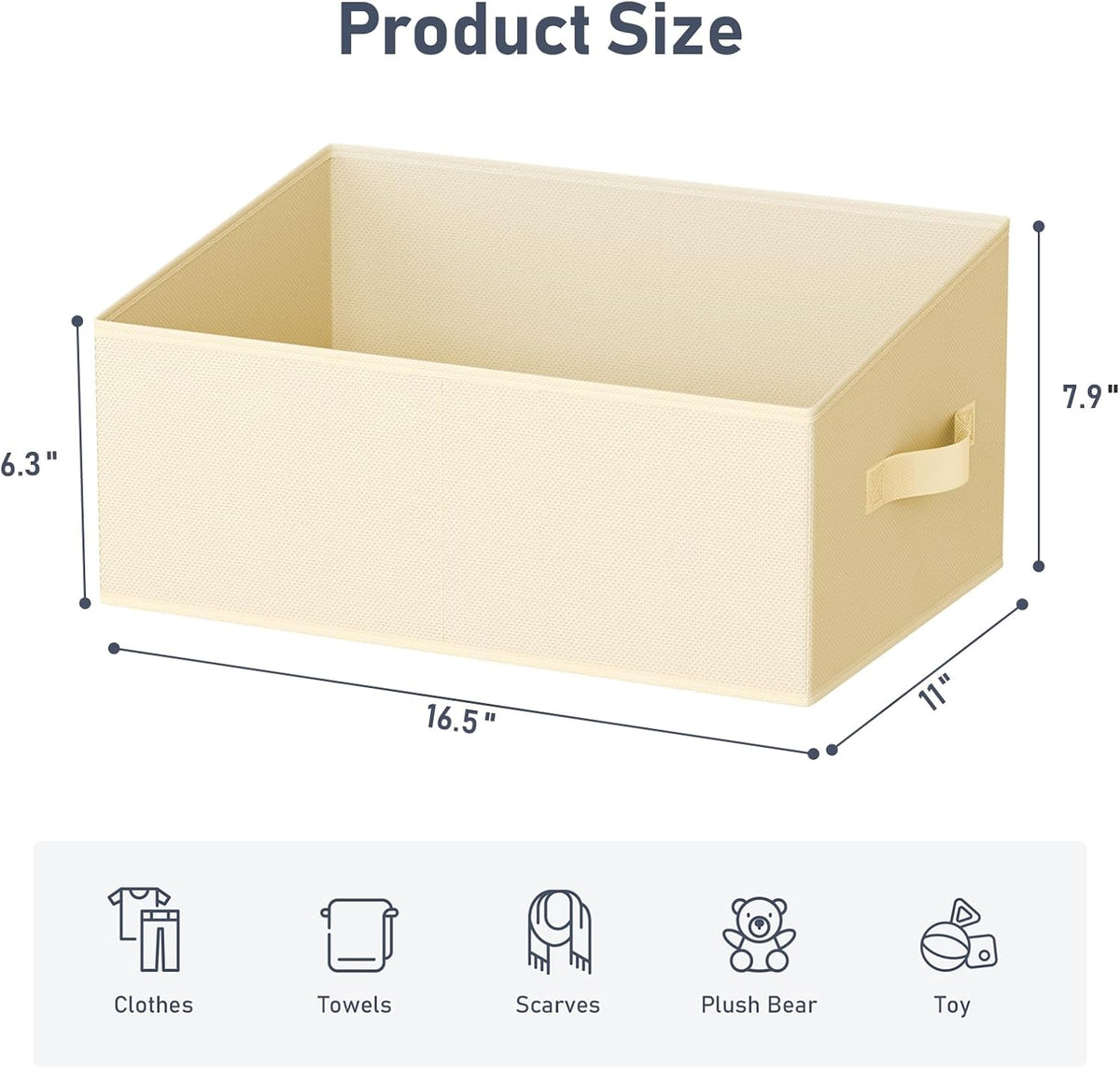Large Closet Shelf Organizer Bins 6 Packs with Handles and Divider, Fabric Trapezoid Storage Baskets, Foldable Clothes Containers Box for Shelf, Towel, Book, Toy, Purse, Hats, Grey