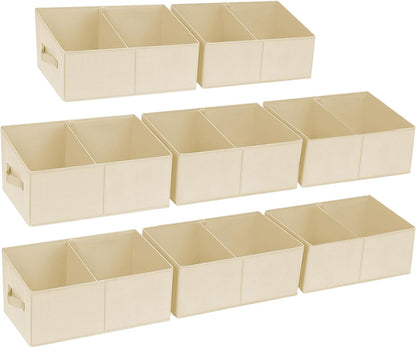 Large Closet Shelf Organizer Bins 6 Packs with Handles and Divider, Fabric Trapezoid Storage Baskets, Foldable Clothes Containers Box for Shelf, Towel, Book, Toy, Purse, Hats, Grey