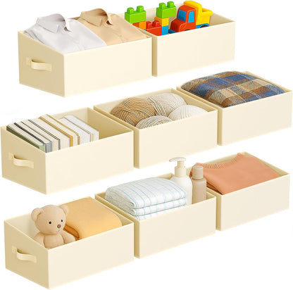 Large Closet Shelf Organizer Bins 6 Packs with Handles and Divider, Fabric Trapezoid Storage Baskets, Foldable Clothes Containers Box for Shelf, Towel, Book, Toy, Purse, Hats, Grey