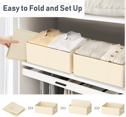Large Closet Shelf Organizer Bins 6 Packs with Handles and Divider, Fabric Trapezoid Storage Baskets, Foldable Clothes Containers Box for Shelf, Towel, Book, Toy, Purse, Hats, Grey