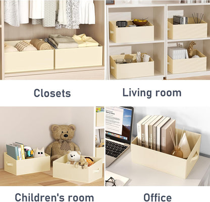 Large Closet Shelf Organizer Bins 6 Packs with Handles and Divider, Fabric Trapezoid Storage Baskets, Foldable Clothes Containers Box for Shelf, Towel, Book, Toy, Purse, Hats, Grey