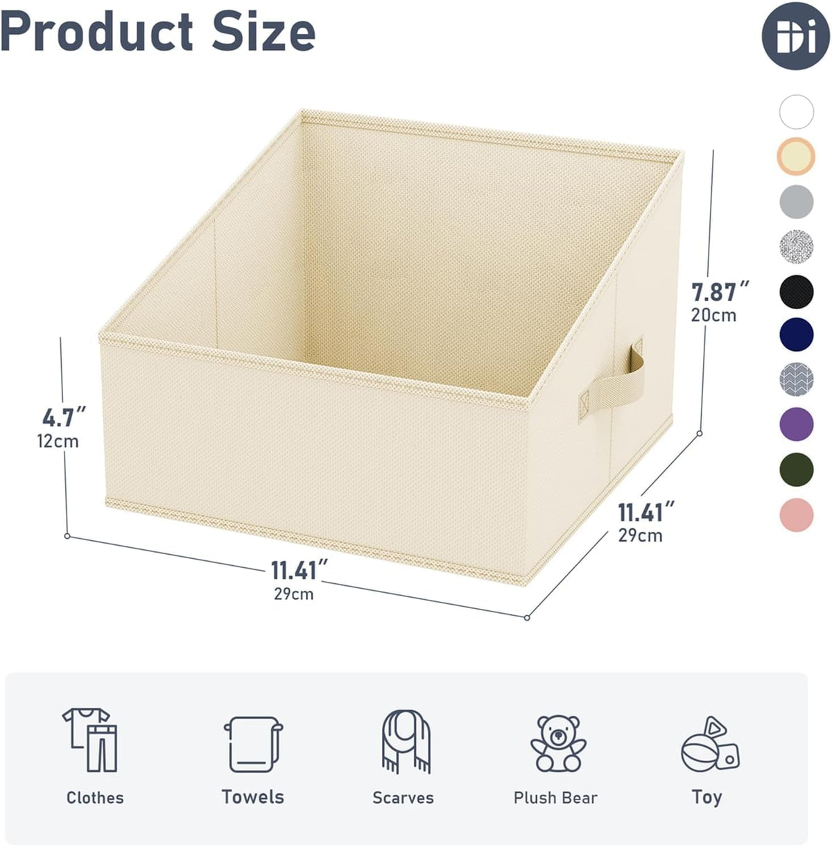 Large Closet Shelf Organizer Bins 6 Packs with Handles and Divider, Fabric Trapezoid Storage Baskets, Foldable Clothes Containers Box for Shelf, Towel, Book, Toy, Purse, Hats, Grey