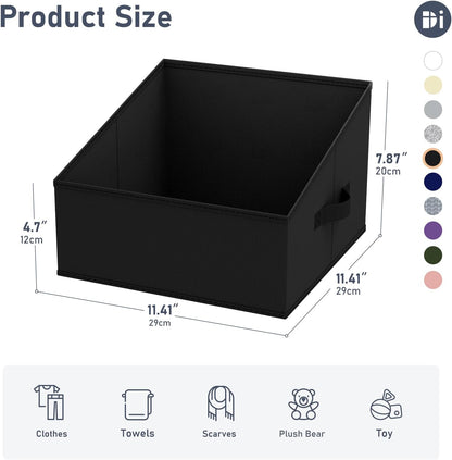 Large Closet Shelf Organizer Bins 6 Packs with Handles and Divider, Fabric Trapezoid Storage Baskets, Foldable Clothes Containers Box for Shelf, Towel, Book, Toy, Purse, Hats, Grey