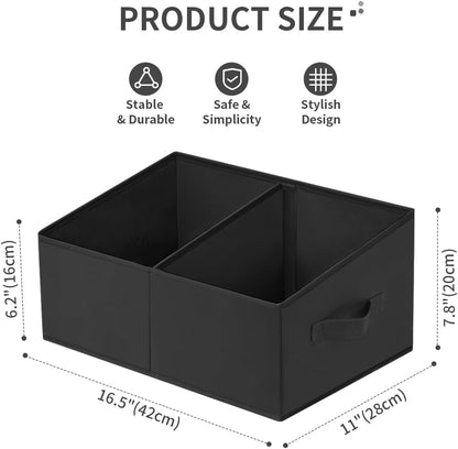 Large Closet Shelf Organizer Bins 6 Packs with Handles and Divider, Fabric Trapezoid Storage Baskets, Foldable Clothes Containers Box for Shelf, Towel, Book, Toy, Purse, Hats, Grey