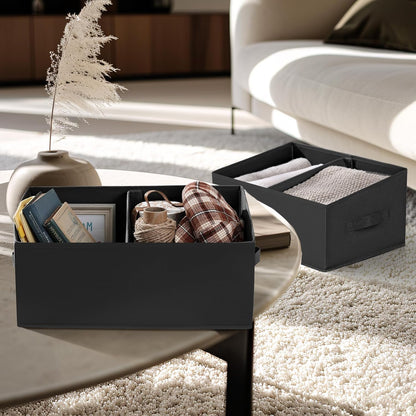 Large Closet Shelf Organizer Bins 6 Packs with Handles and Divider, Fabric Trapezoid Storage Baskets, Foldable Clothes Containers Box for Shelf, Towel, Book, Toy, Purse, Hats, Grey