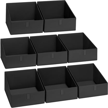 Large Closet Shelf Organizer Bins 6 Packs with Handles and Divider, Fabric Trapezoid Storage Baskets, Foldable Clothes Containers Box for Shelf, Towel, Book, Toy, Purse, Hats, Grey