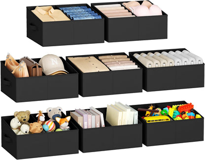 Large Closet Shelf Organizer Bins 6 Packs with Handles and Divider, Fabric Trapezoid Storage Baskets, Foldable Clothes Containers Box for Shelf, Towel, Book, Toy, Purse, Hats, Grey
