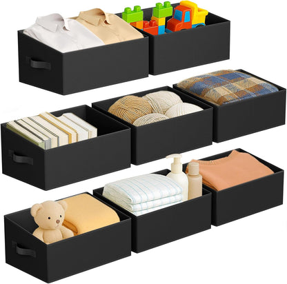 Large Closet Shelf Organizer Bins 6 Packs with Handles and Divider, Fabric Trapezoid Storage Baskets, Foldable Clothes Containers Box for Shelf, Towel, Book, Toy, Purse, Hats, Grey