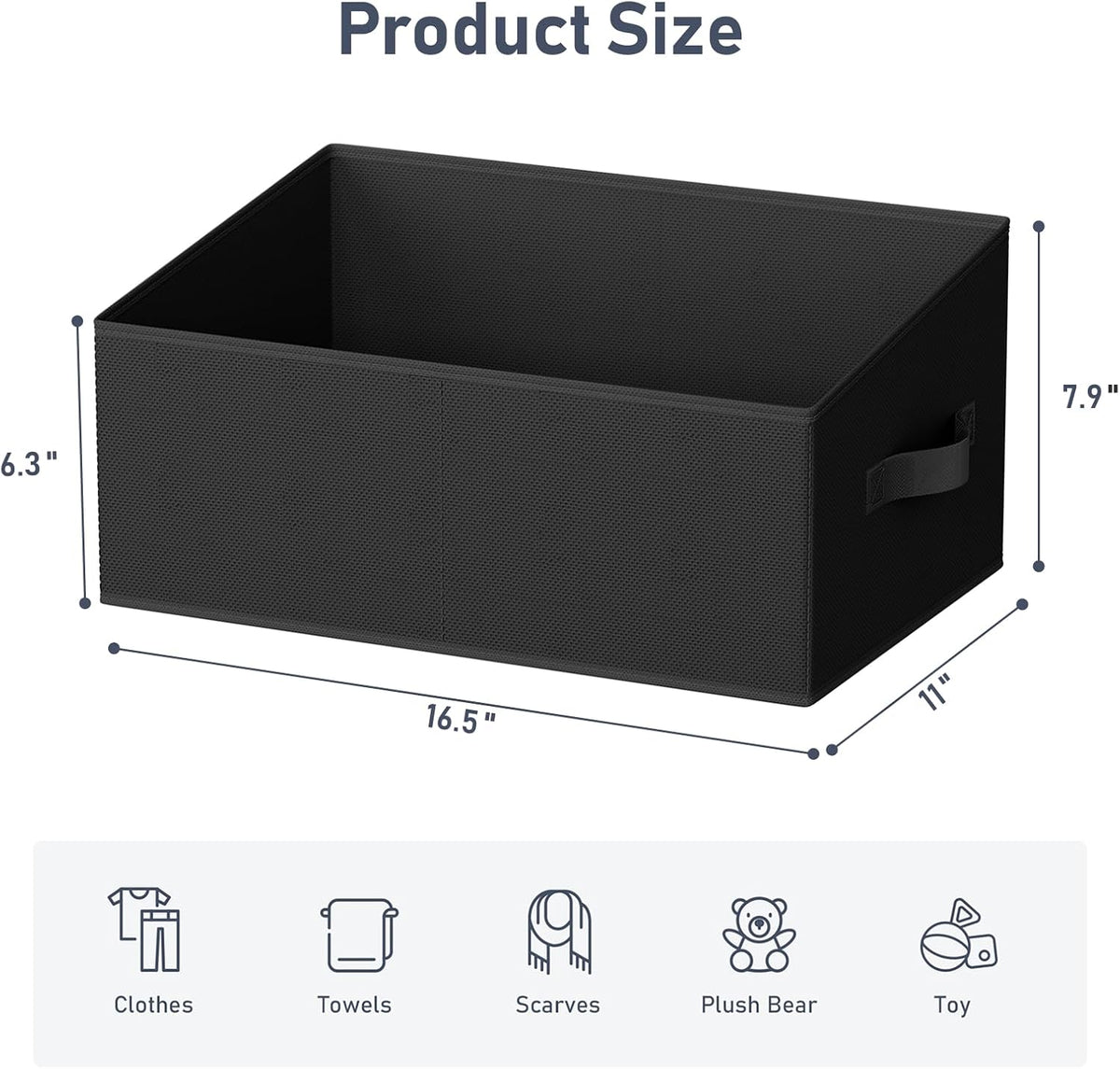Large Closet Shelf Organizer Bins 6 Packs with Handles and Divider, Fabric Trapezoid Storage Baskets, Foldable Clothes Containers Box for Shelf, Towel, Book, Toy, Purse, Hats, Grey