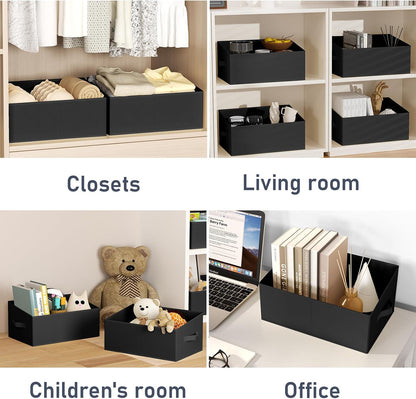 Large Closet Shelf Organizer Bins 6 Packs with Handles and Divider, Fabric Trapezoid Storage Baskets, Foldable Clothes Containers Box for Shelf, Towel, Book, Toy, Purse, Hats, Grey