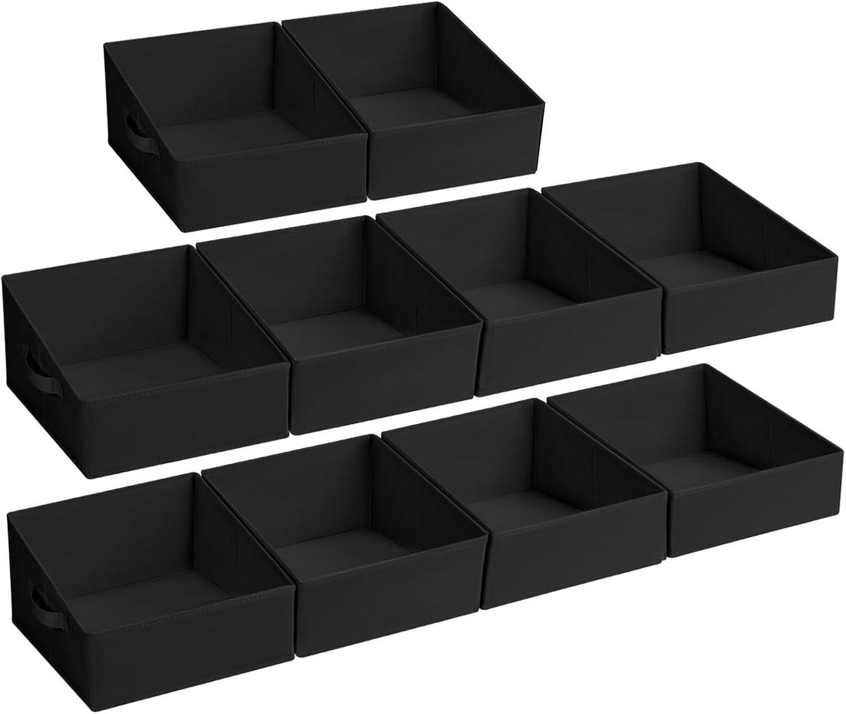 Large Closet Shelf Organizer Bins 6 Packs with Handles and Divider, Fabric Trapezoid Storage Baskets, Foldable Clothes Containers Box for Shelf, Towel, Book, Toy, Purse, Hats, Grey