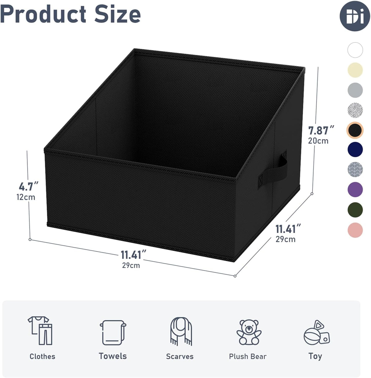Large Closet Shelf Organizer Bins 6 Packs with Handles and Divider, Fabric Trapezoid Storage Baskets, Foldable Clothes Containers Box for Shelf, Towel, Book, Toy, Purse, Hats, Grey