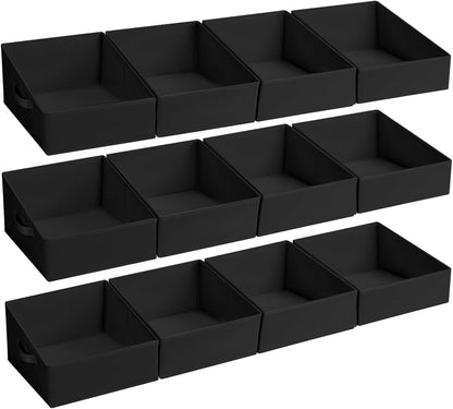 Large Closet Shelf Organizer Bins 6 Packs with Handles and Divider, Fabric Trapezoid Storage Baskets, Foldable Clothes Containers Box for Shelf, Towel, Book, Toy, Purse, Hats, Grey