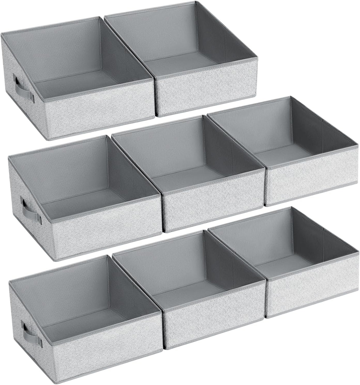 Large Closet Shelf Organizer Bins 6 Packs with Handles and Divider, Fabric Trapezoid Storage Baskets, Foldable Clothes Containers Box for Shelf, Towel, Book, Toy, Purse, Hats, Grey