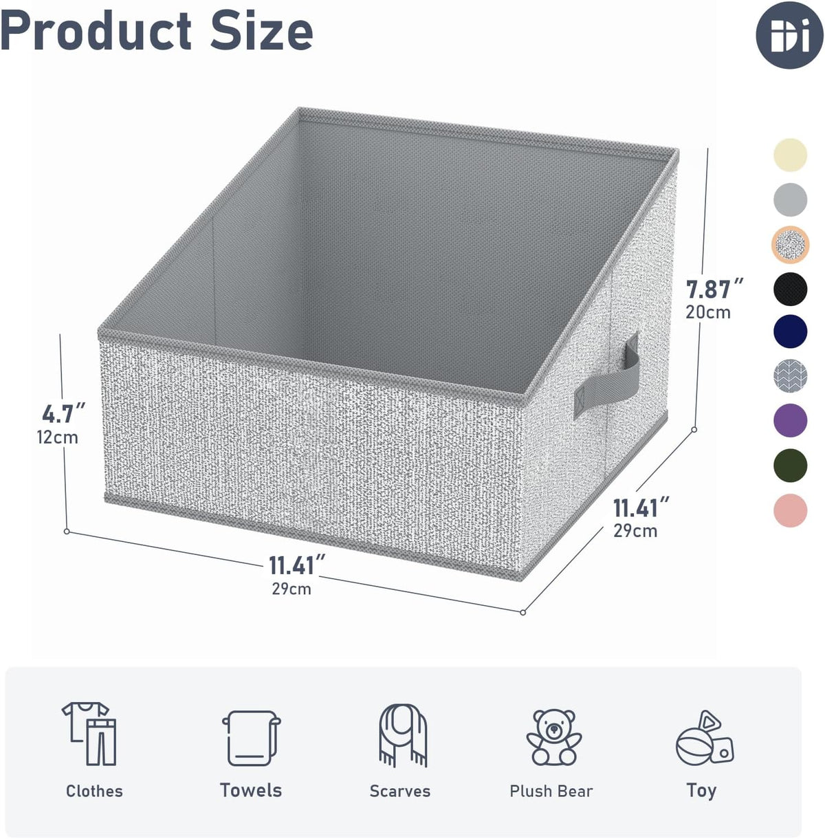 Large Closet Shelf Organizer Bins 6 Packs with Handles and Divider, Fabric Trapezoid Storage Baskets, Foldable Clothes Containers Box for Shelf, Towel, Book, Toy, Purse, Hats, Grey