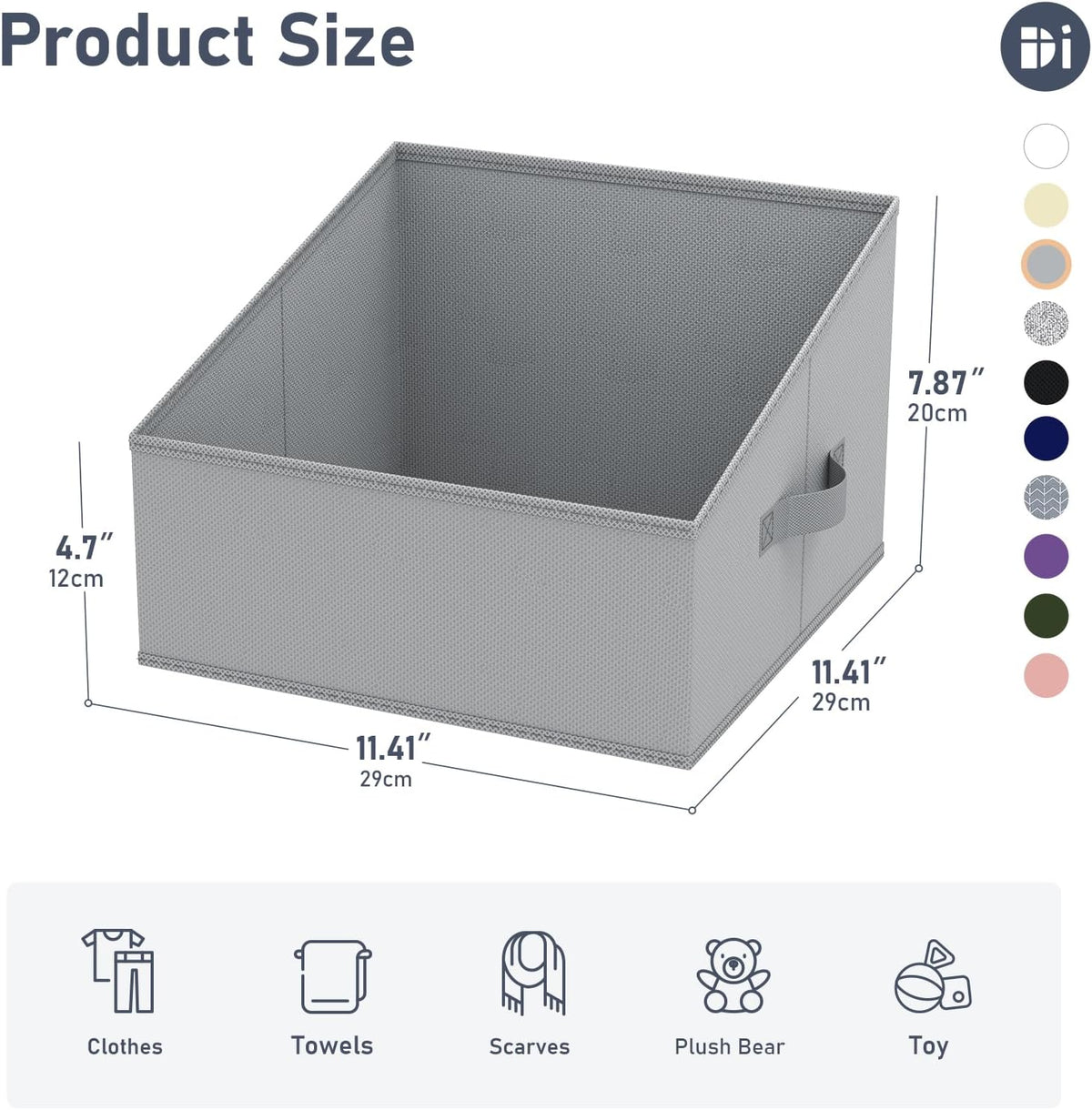 Large Closet Shelf Organizer Bins 6 Packs with Handles and Divider, Fabric Trapezoid Storage Baskets, Foldable Clothes Containers Box for Shelf, Towel, Book, Toy, Purse, Hats, Grey