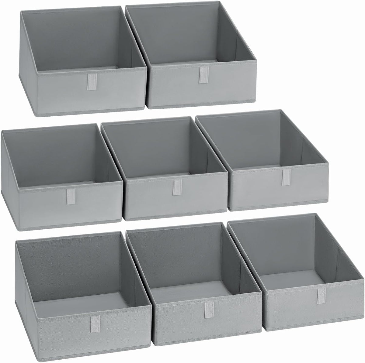 Large Closet Shelf Organizer Bins 6 Packs with Handles and Divider, Fabric Trapezoid Storage Baskets, Foldable Clothes Containers Box for Shelf, Towel, Book, Toy, Purse, Hats, Grey