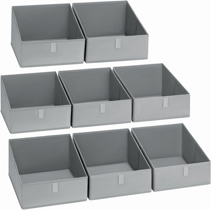 Large Closet Shelf Organizer Bins 6 Packs with Handles and Divider, Fabric Trapezoid Storage Baskets, Foldable Clothes Containers Box for Shelf, Towel, Book, Toy, Purse, Hats, Grey