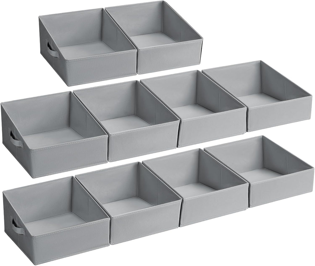 Large Closet Shelf Organizer Bins 6 Packs with Handles and Divider, Fabric Trapezoid Storage Baskets, Foldable Clothes Containers Box for Shelf, Towel, Book, Toy, Purse, Hats, Grey