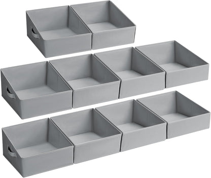 Large Closet Shelf Organizer Bins 6 Packs with Handles and Divider, Fabric Trapezoid Storage Baskets, Foldable Clothes Containers Box for Shelf, Towel, Book, Toy, Purse, Hats, Grey