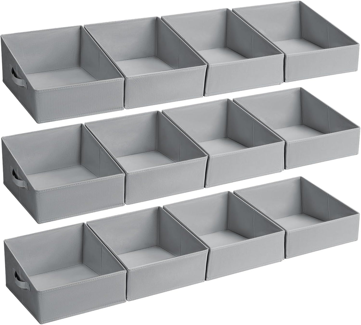 Large Closet Shelf Organizer Bins 6 Packs with Handles and Divider, Fabric Trapezoid Storage Baskets, Foldable Clothes Containers Box for Shelf, Towel, Book, Toy, Purse, Hats, Grey
