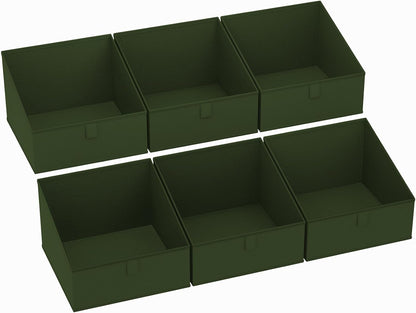 Large Closet Shelf Organizer Bins 6 Packs with Handles and Divider, Fabric Trapezoid Storage Baskets, Foldable Clothes Containers Box for Shelf, Towel, Book, Toy, Purse, Hats, Grey